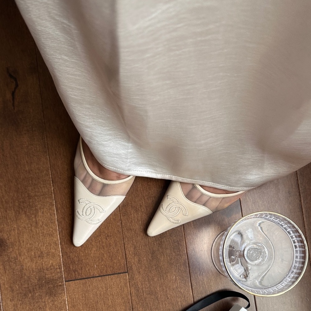 SOLD Vintage Chanel Mesh Slingbacks 39